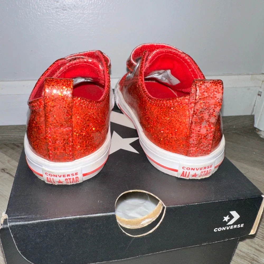 Kids Red Glitter Sneaker with Hook-and-Loop Straps
